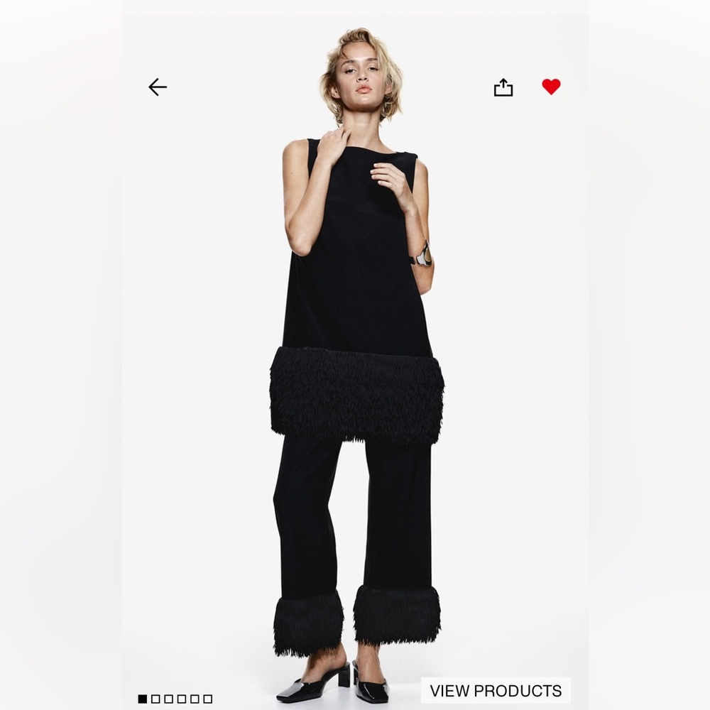H&M Limited Edition Holiday 2024 Women Fringe hem mini Black Dress